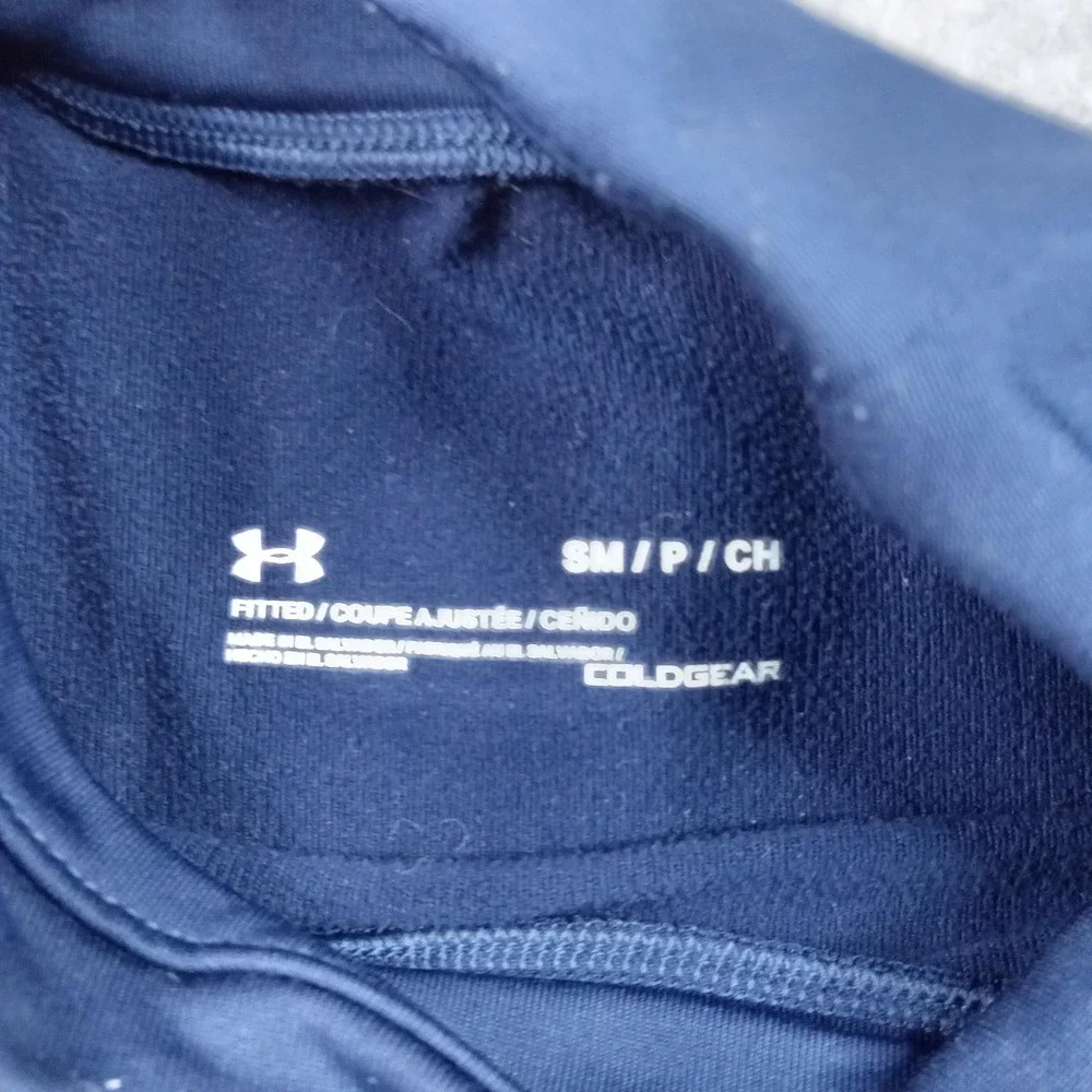 Under Armour Shirt Mens Small Navy ColdGear Fitted Mock Neck Long Sleeve Thermal